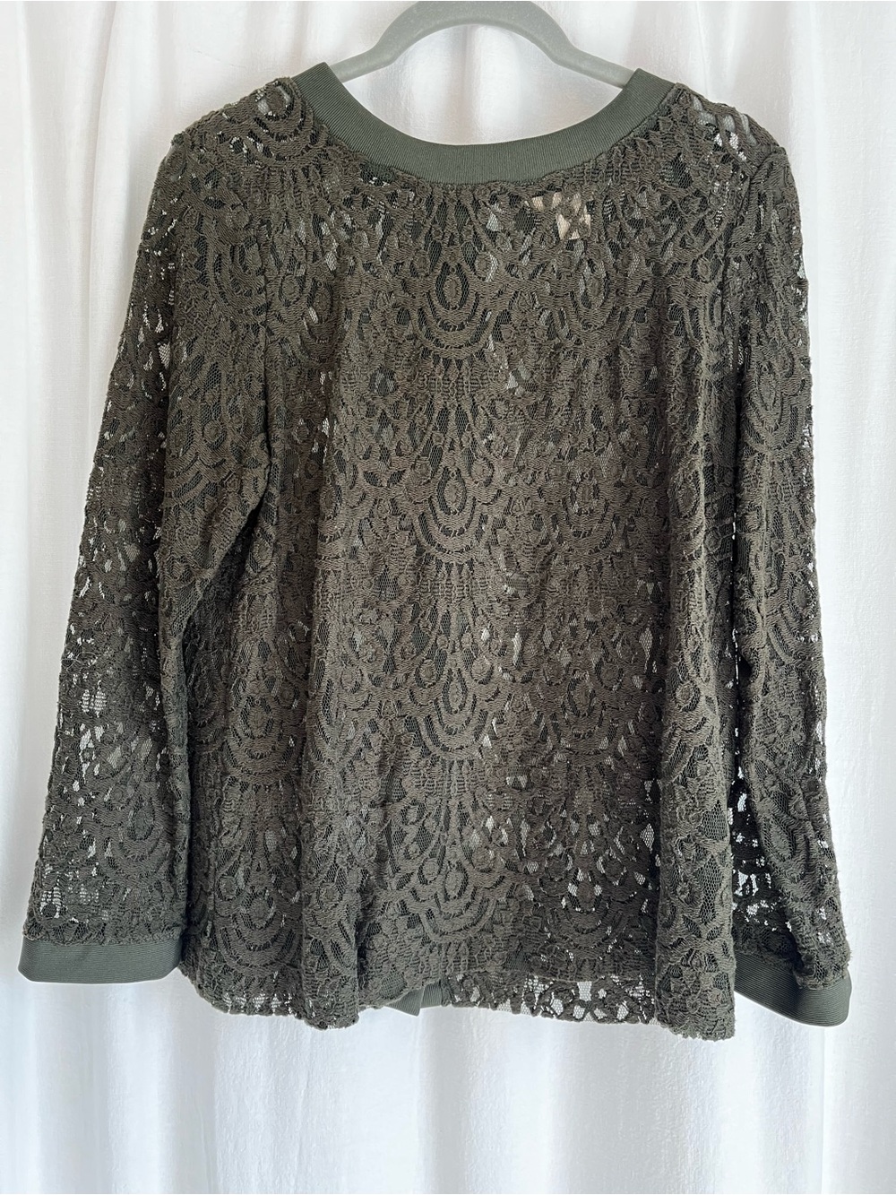 Banana Republic Olive Green Lace Button Back Top